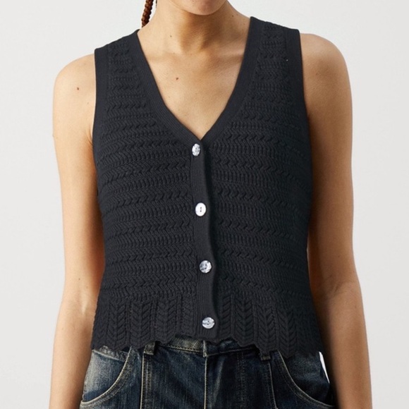 Abercrombie & Fitch Sweaters - Abercrombie & Fitch Black Crochet Vest
